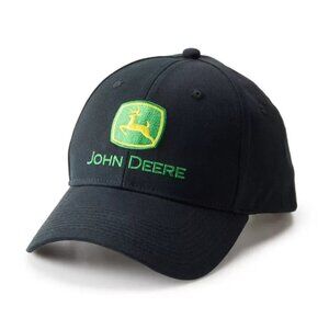 John Deere Men's Black Twill Logo Baseball Cap Snapback Adjustable Hat